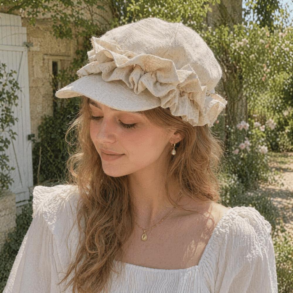 Lace Trim Small Face Fit Equestrian Hat Sun Protection Octagonal Cap Spring Season
