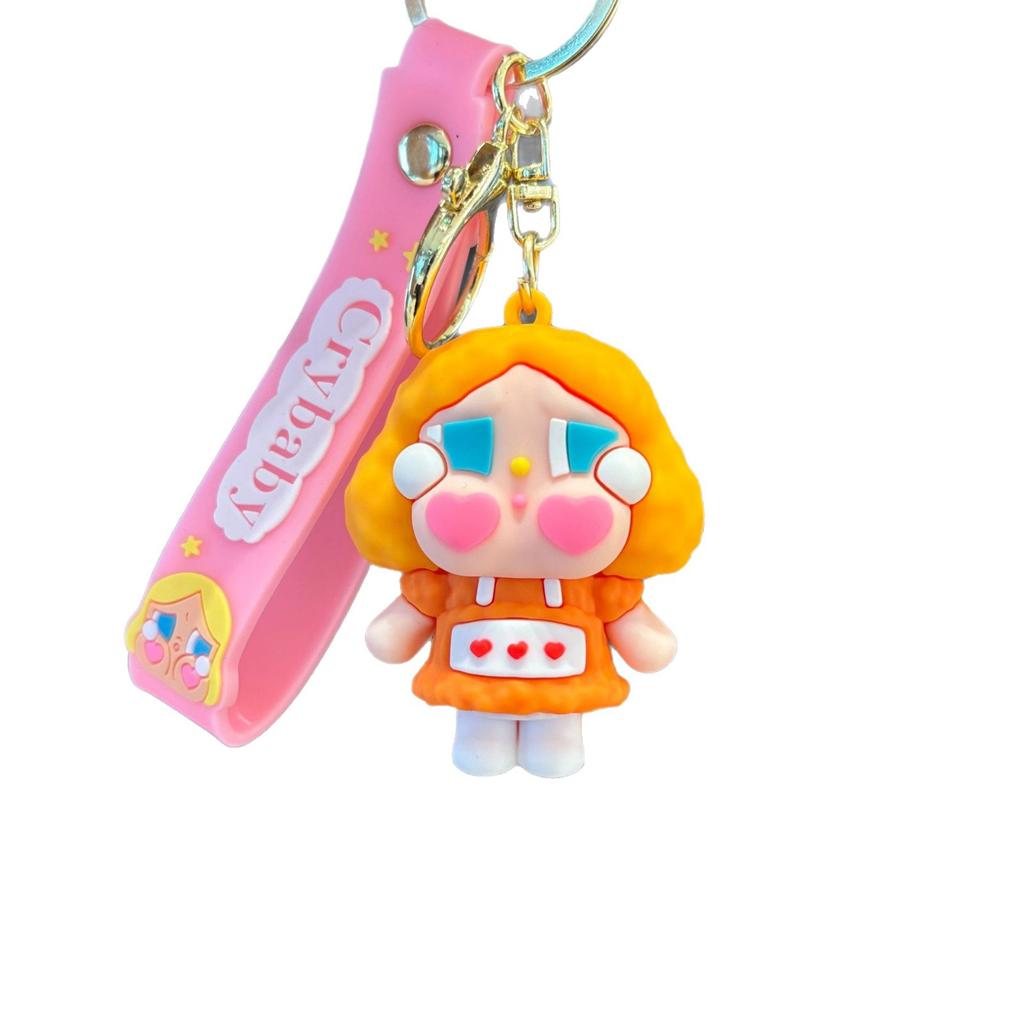 Cute Crying Doll Keychain Cartoon Plush Pendant For Kids School Bag Charm Small Gift Toy