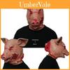 Disturbing Halloween Pig Head Mask For Masquerade Parties Animal Cosplay Latex Hood