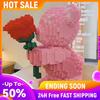 DIY Bears and Bouquets with Rose Bear 3D Puzzle Building Blocks for Kids Couple Gift Desktop Home Decorations