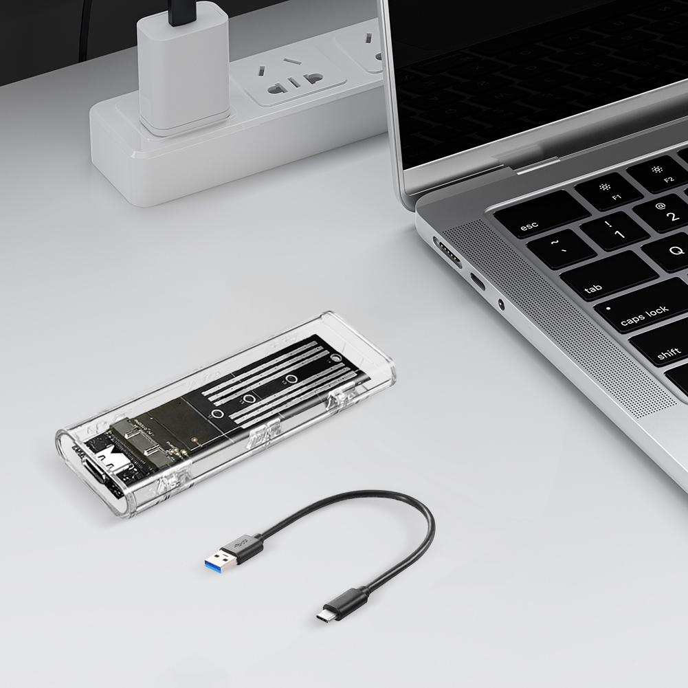M.2 NGFF SATA Type C USB 3.1 Transparent External SSD Case 10Gbps SSD Enclosure External SSD Adapter for 2230/2242/2260/2280