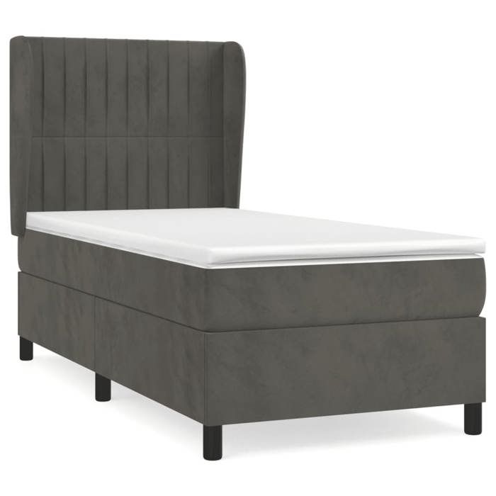 3129298 vidaXL Divan Bed and Mattress Dark Grey 80x200 Cm Velvet