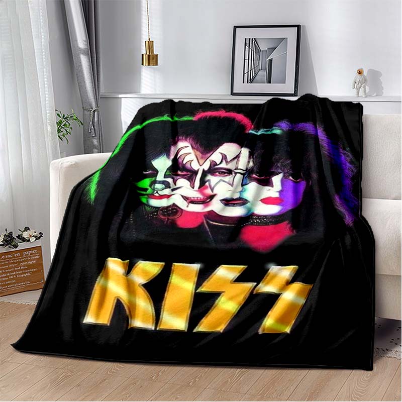 KISS Band Pattern Throw Blanket Light Weight Blanket for Living Room Bedroom Kidsroom Warm Blanket Christmas Gift