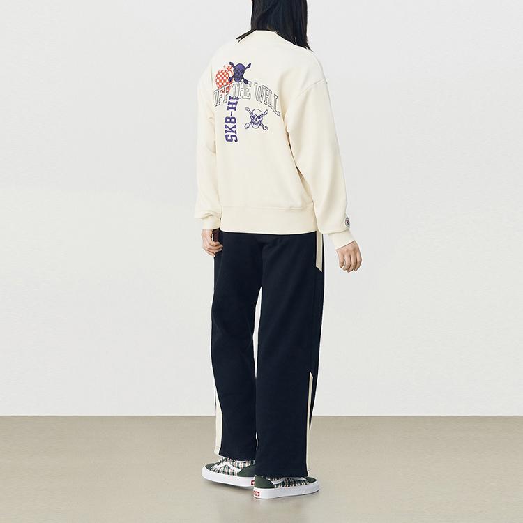Vans Letter Skull Embroidered Crewneck Sweatshirt Men Sweatshirt Off-White VN0A4UTUZ6K
