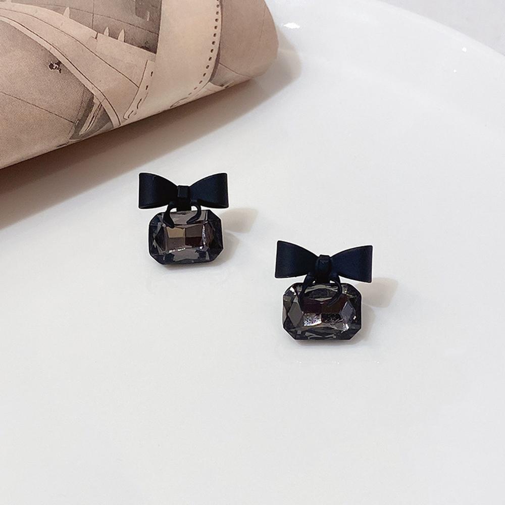Elegant Black Rhinestones Crystal Earrings Lovely Square Bow Earrings for Women Sweet Jewelry as Gift pendientes bijoux