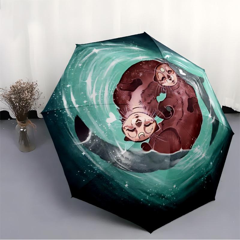 1pc Cats Whirlpool Auto Open/close, All-Season Portable Folding Umbrella for Women & Men, Travel, Everyday, Formal Events - Compact Luxury Parasol, Ou