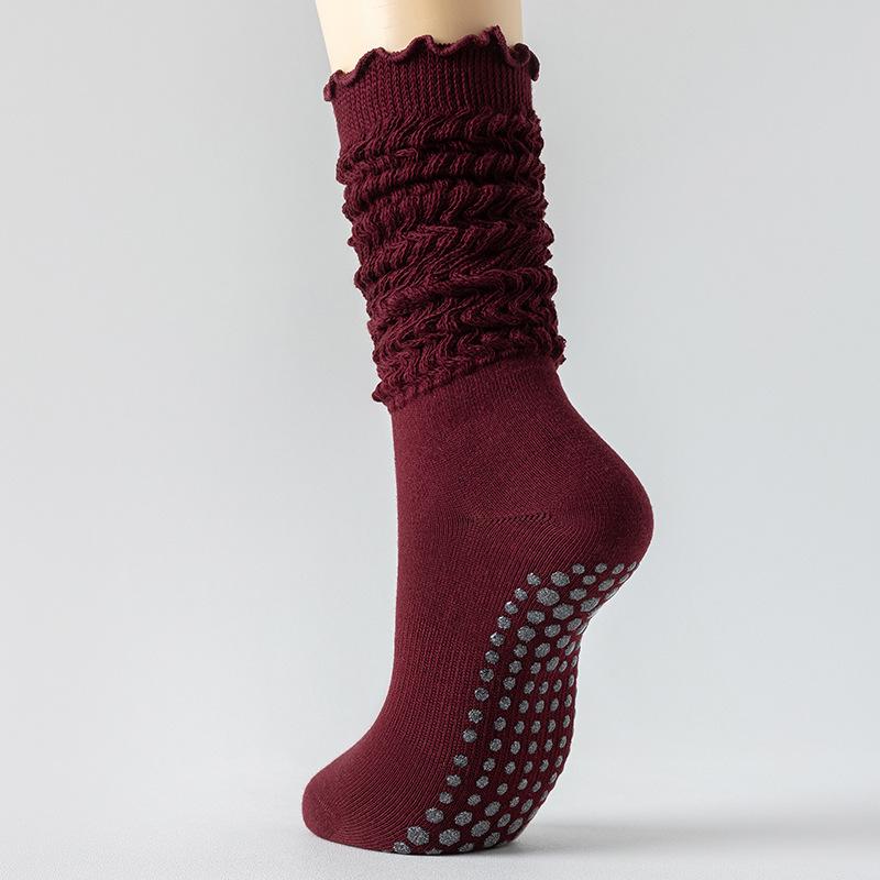 1 Pair Women Non Slip Yoga Socks High Elastic Slouch Crew Socks Silicone Grip Fitness Pilates Socks