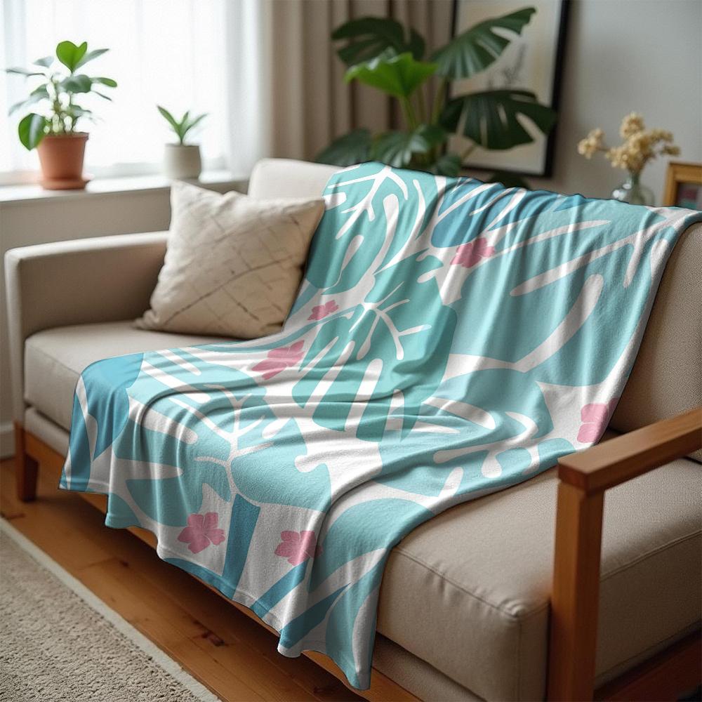 Tropical Hibiscus Abstract Cartoon Anime Print Flannel Blanket Soft Warm Throw for Kids Bedroom Sofa Christmas Office Car