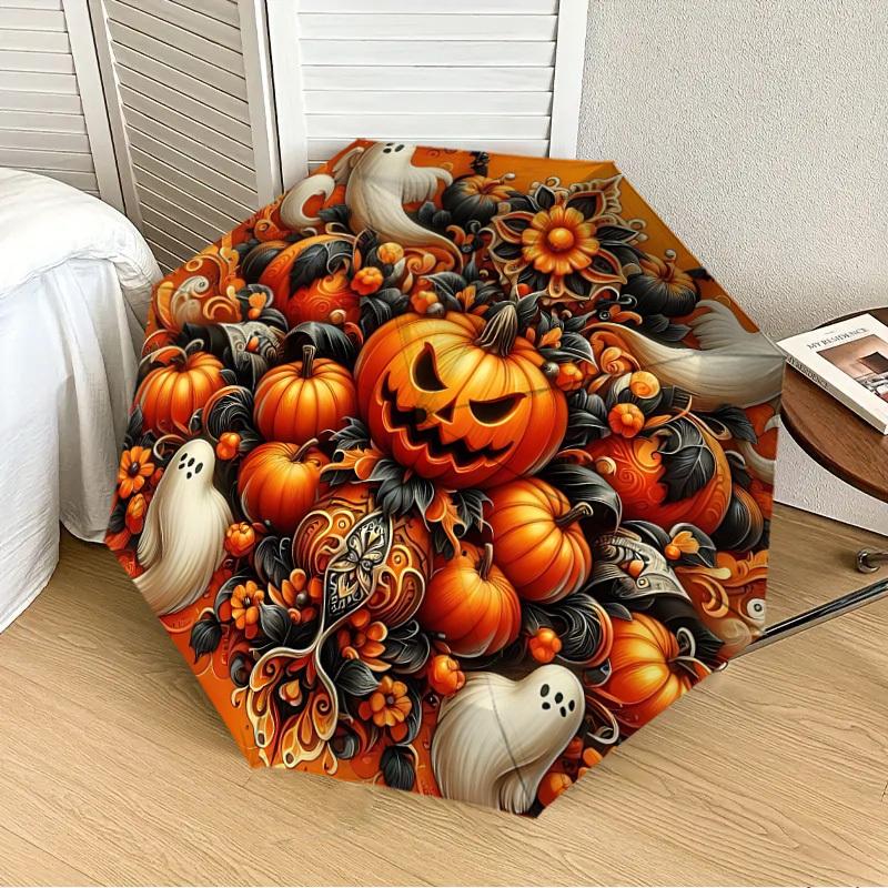 1pc Halloween Pumpkins Automatic Open/Close Umbrella, Folding Compact Umbrella with Lightweight Design for Women/Men Yy251028164