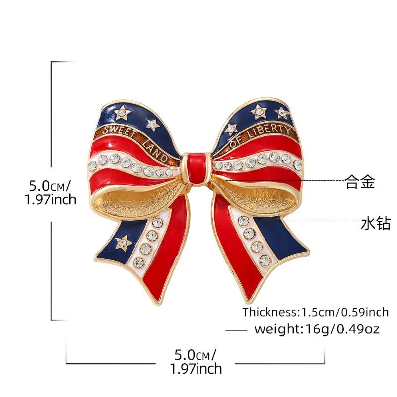 National flag bow brooch, Stars and Stripes enamel pin, Independence Day themed bag, clothes decorative accessories