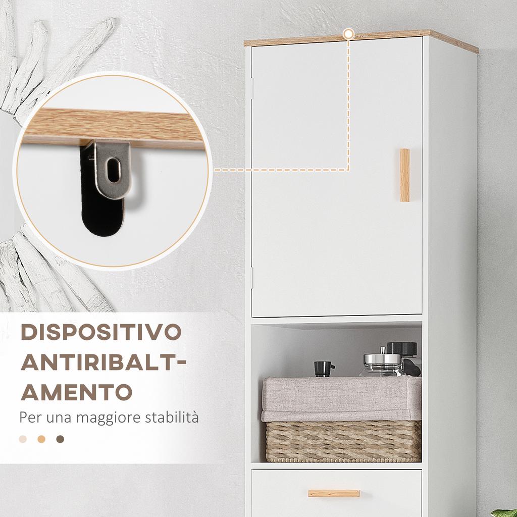 Space-Saving Bathroom Furniture Column Cabinet In White Wood