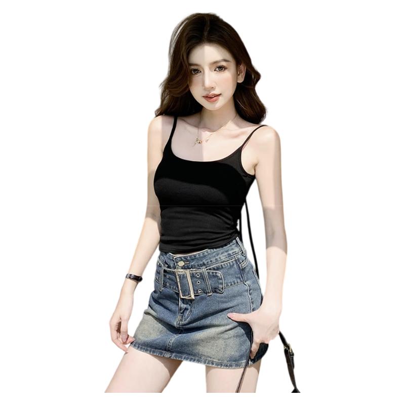 LangSha Red Spaghetti Strap Women's New Padded Sexy Sleeveless Tank Top Outerwear