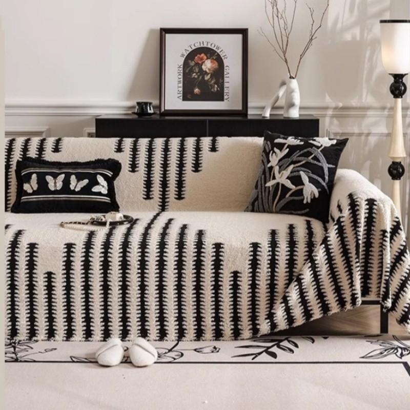 Simple Fashion Sofa Towel Mat Thicken Plush Non-slip All-inclusive Corner Seat Cover Winter Warm Couch Cushion for Living Room