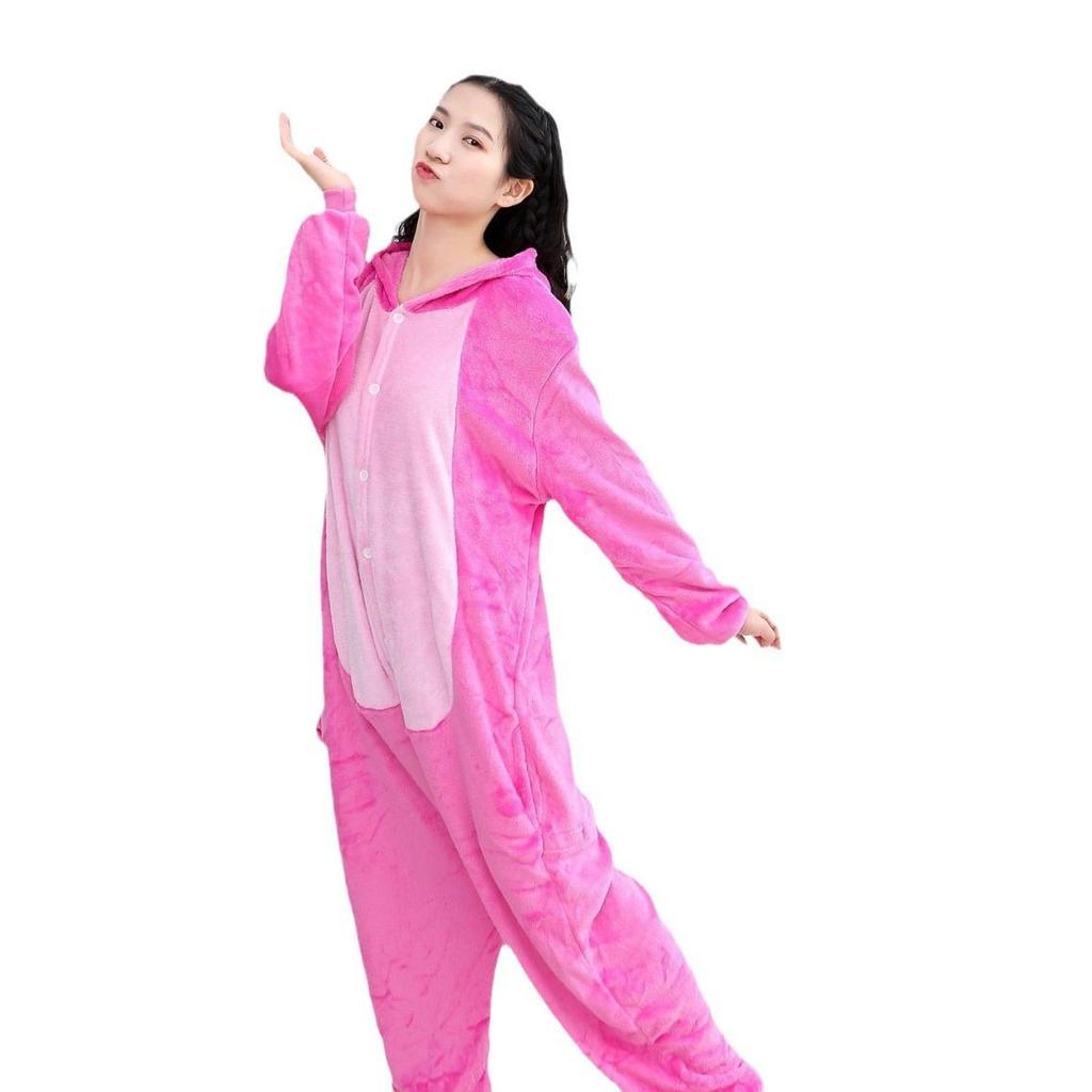 Adult Cartoon Red Dinosaur Flannel Onesie Pajamas for Autumn/Winter