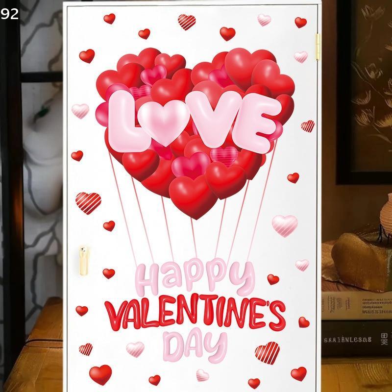 Valentine's Day Atmosphere Decor Stickers Heart-shaped Romantic Sweetheart Balloon Stickers For Glass Windows Display Windows