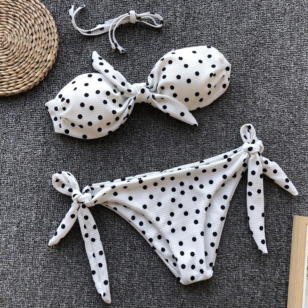 Sexy Polka Dot Bandeau Bikini Set Swimsuit Women Swimwear Bandage Two Piece Bathing Suit
