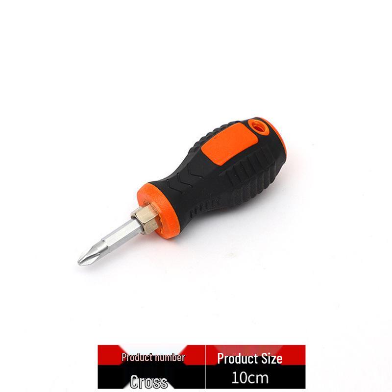 

Мини отвертка с короткой ручкой и головкой-морковкой, с резиновой рукояткой, двухсторонняя Phillips и шлицевая.