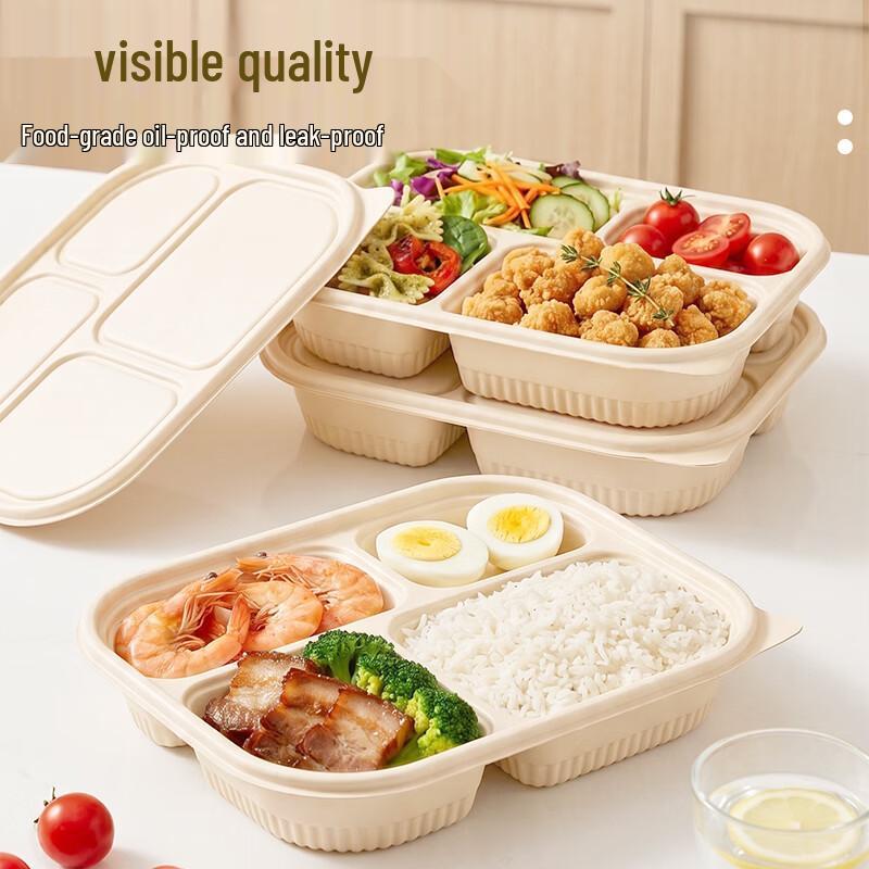 Biodegradable Corn Starch Four-Compartment Takeout Lunch Box