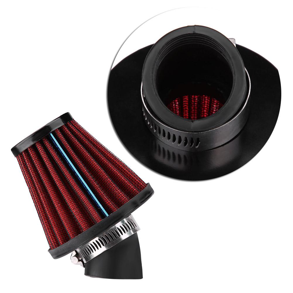 45 Degree Bend Motorcycle Air Intake Filter Cleaner Universal 35mm 1.4inch Red