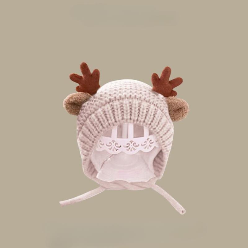 Cute Deer Elk Antlers Baby Hat Winter Autumn Warm Plush Knitted Ear Warmer Children Hat Bonnet Boys Girls Beanie Christmas Hats
