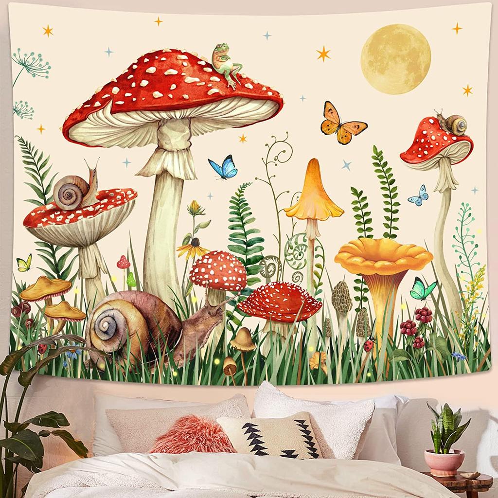 Tree Of Life Tapestry Wall Hanging Moon Phase Snake Tapestries Trippy Bohemia Hippie Mushroom Moth Floral For Living Room Bedroo