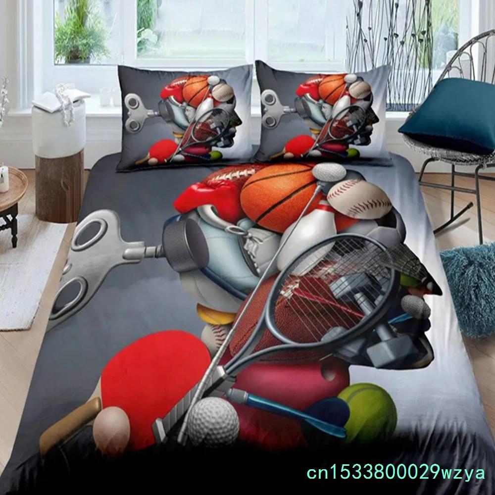 Parure de lit Badminton Housse de couette Badminton pour Enfants Adolescents Hommes Thème Sportif Joueur Housse de couette Cool Décor Jeux Compétitifs