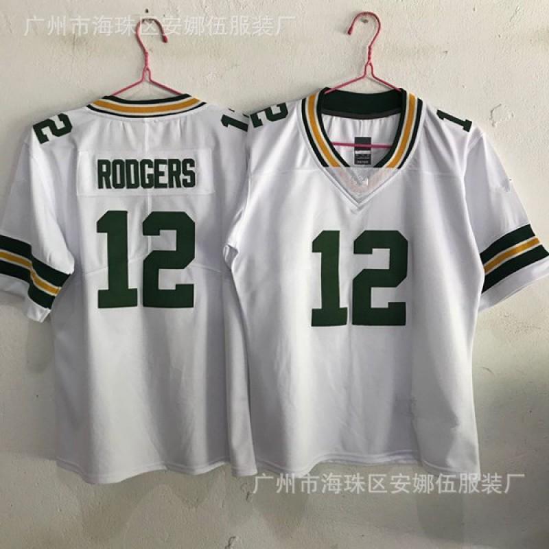 Green Bay Packers Inspired Youth Football Jersey Cotton Blend Athletic Top Boys Fall Winter