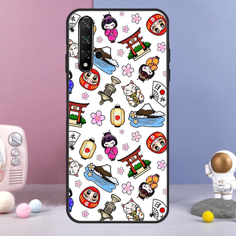 Japanese Lucky Cat For Huawei Nova 7i 8i 11i 12i 12s Y73 Y70 Y90 Y60 Y72 Y61 Y91 9 10 SE P30 Pro P40 Lite Case
