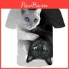 Premium Quality Unisex White Black Cat 3d Print Casual T-shirt Short Sleeve Tops