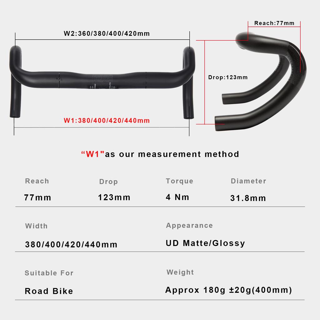 RXL SL 31.8mm Carbon Drop Bar Road Bicycle Handlebar 380/400/420/440mm UD Matte External Routing Racing Bike Handle Bars