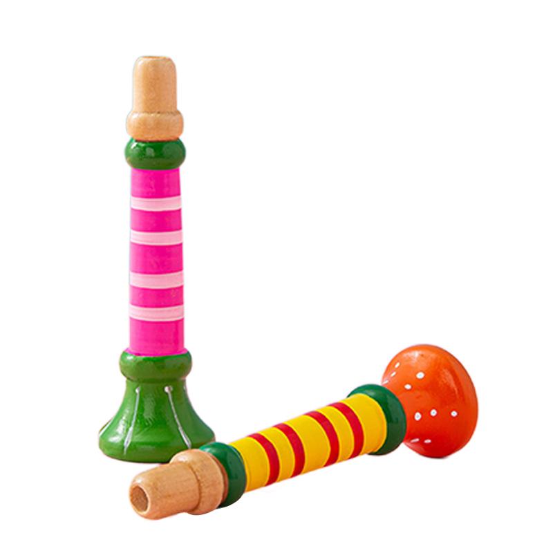 Wooden Trumpet Children Toy Horn Whistle Musical Instrument for Kids Early Educational Orff Music Instrument Sound Training Game