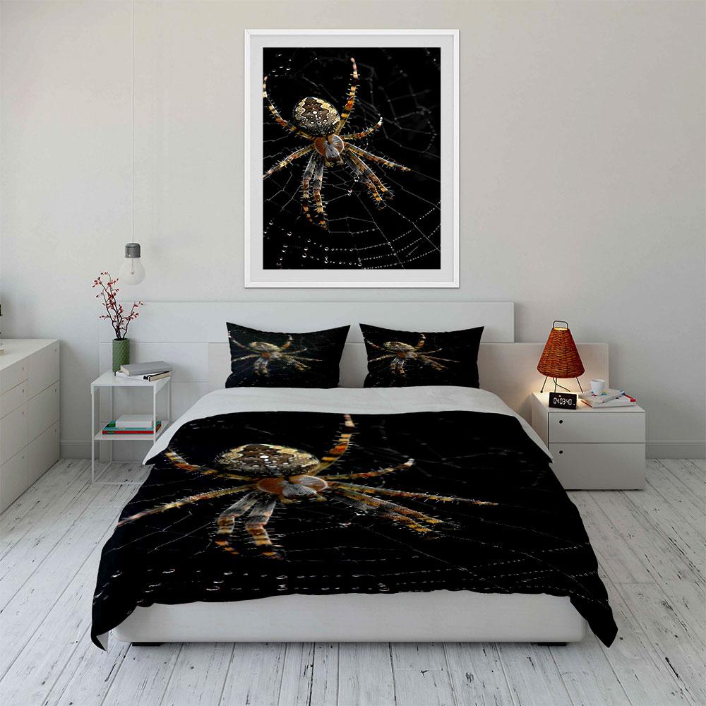 Spider On Black Web. Bedding Sets Duvet Cover Sets Duvet Covers Pillowcases(1 * Duvet Cover 2 * Pillowcases Without Duvet Insert)