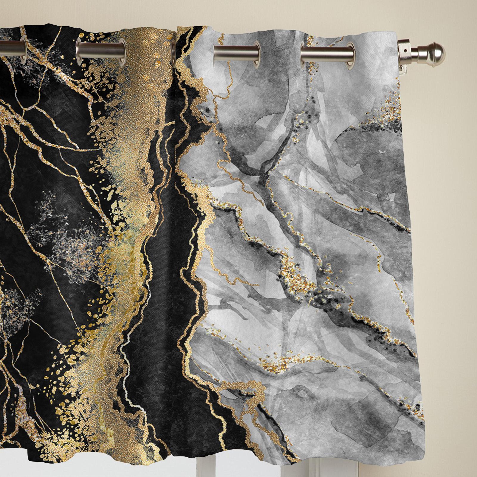 Абстрактные черные мраморные современные оконные шторы для гостиной — фото 4