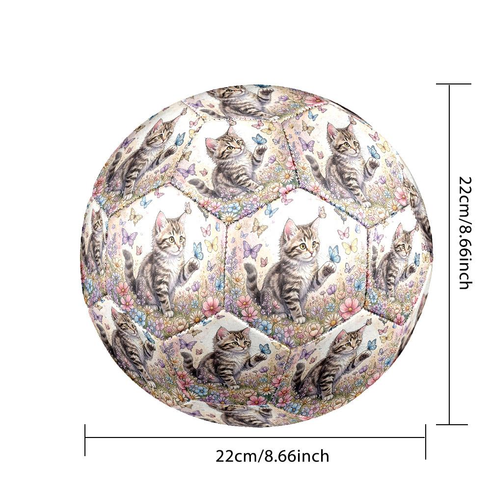 1pc Kitten Flowers Theme Soccer Ball Football, Size 5, Lightweight PVC, Durable Outdoor Training Soccer Ball, Gift m61477
