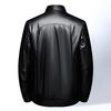 Futing Men's Winter Stand-Collar Sheepskin Goose Down Leather Jacket