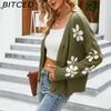 BITCED Autumn/Winter Women's Knitted Cardigan Coat Loose-Fit Academic-Style Sweater Cardigan
