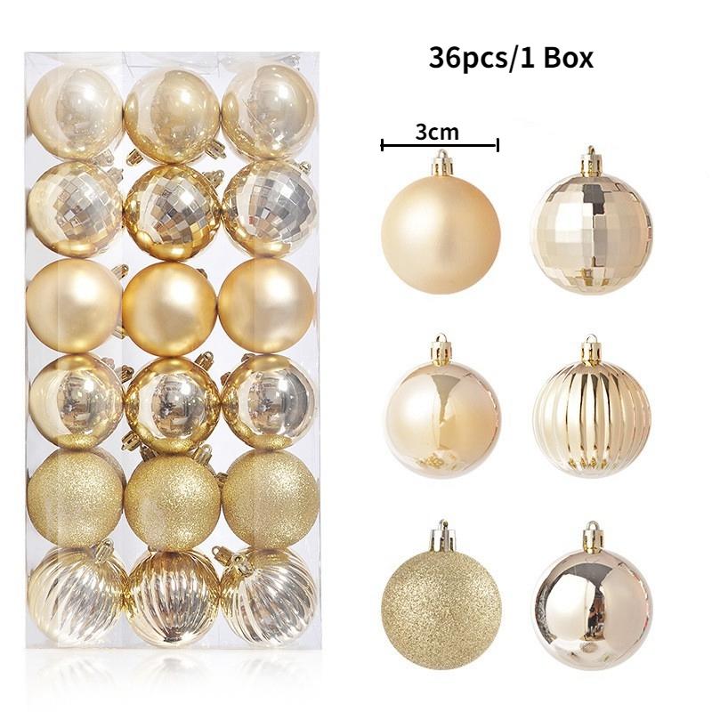 24/36pcs Christmas Ball Christmas Tree Decoration Ornaments for Home Decor Halloween New Year Navidad Pendant Ball Accessories