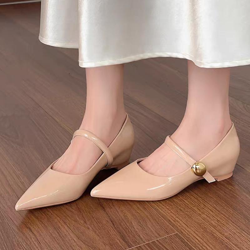 Fashion Fashionable simple hot selling Single Shoes Women's Autumn New Vintage Pointed Toe Shallow Mouth One Strap Low Heel Shoes