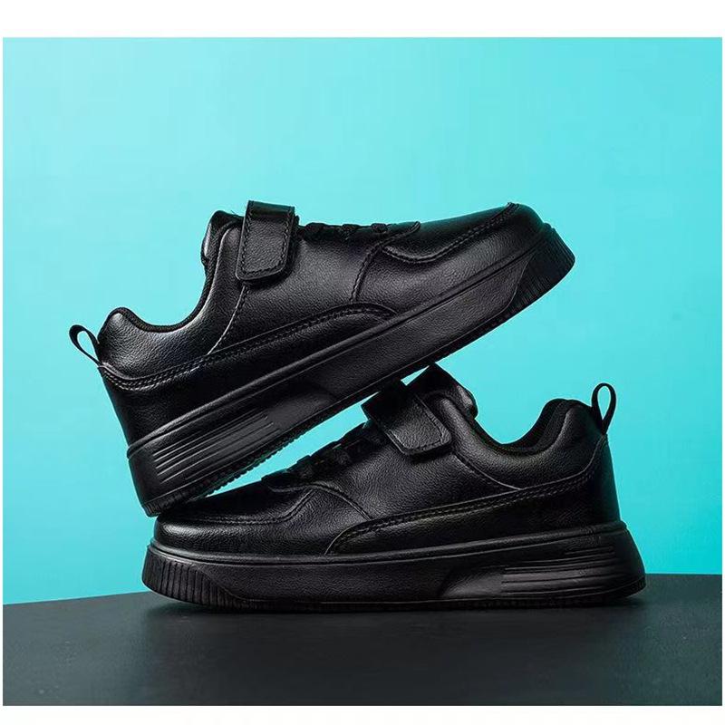 Children's Little White Shoes Foreign Trade Board Shoes 2025 Spring and Autumn Non-slip Small Black Shoes Student Leather Waterproof and Non-slip Spo