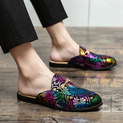 Luksusowe Letnie Skórzane Męskie Mokasyny Klapki dla Mężczyzn Wielokolorowe Półbuty Męskie Buty Codzienne Wsuwane Płaskie Mules