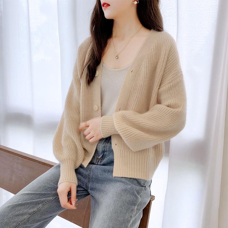 New Spring and Autumn Sweater Cardigan Women's Loose Lazy Style Versatile Short Knitted Jacket Top