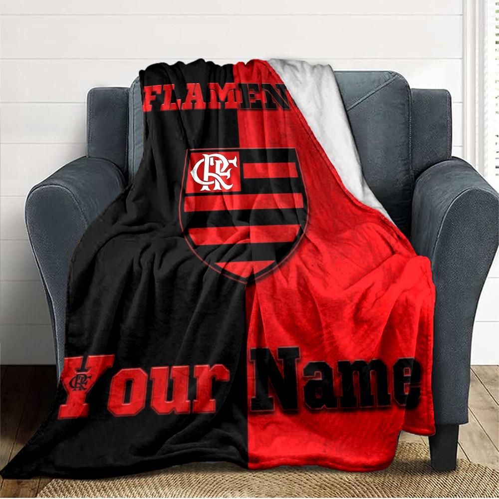 Name Custom CR Flamengo Print Flannel Blanket High Quality Warm Comfortable Cover for All Seasons Perfect for Gifts Home Decor
