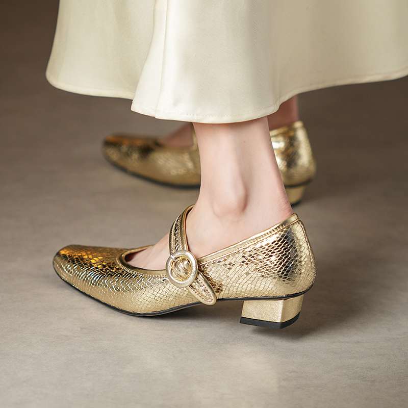 Krazing Pot Sheep Skin Summer Spring Autumn Low Heels Women Square Toe Mary Janes Shallow Pumps