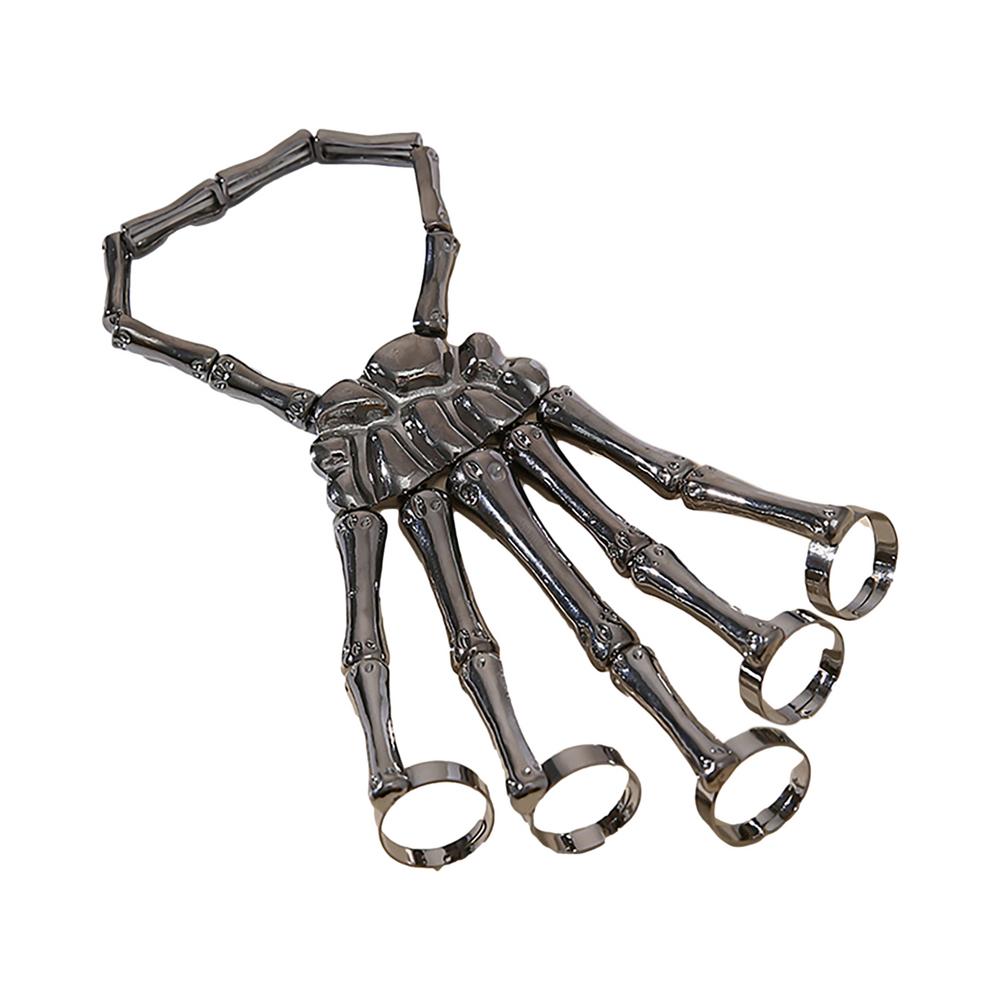 Fashion Women Men Gothic Punk Skull Ghost Skeleton Finger Bracelet Hand Chain Bangles For Halloween Femme Party Accessories