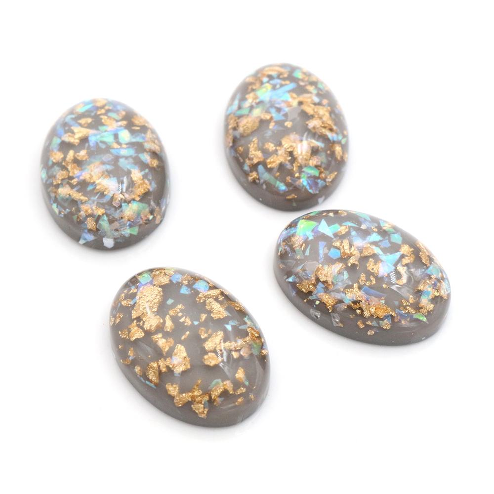 18x25mm 10pcs/Lot New Fashion Mix Color Built-in metal foil Flat back Resin Cabochons Cameo