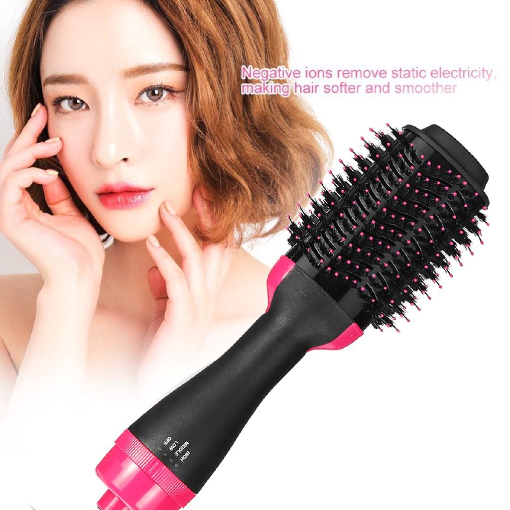 2in1 Multifunctional One Step Dryer Volumizer Hot Hair Brush Curler Hair Straightener Comb Styling Curling Flat Iron