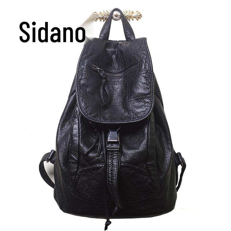 Damenrucksack aus Lammleder im koreanischen Stil mit Stickerei - Modisch & geräumig für Reisen oder die Schule
