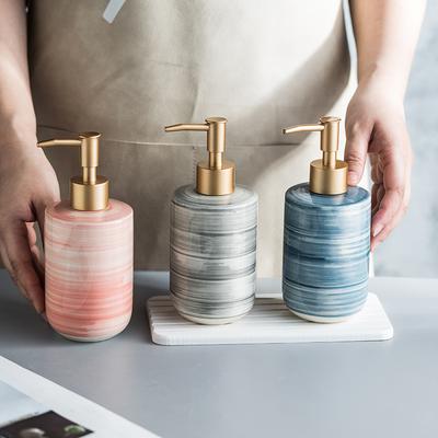 Creative Color Bathroom Soap Bottle Ceramic Round Shampoo Bottle Apartment Hotel  Lotion Pump Bottle Hand Toilet Soap Bottle