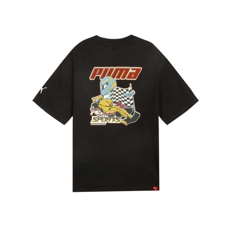 Puma Graphic T-Shirt Casual Round Neck Sports Short Sleeve Kids tops Black 950442-02