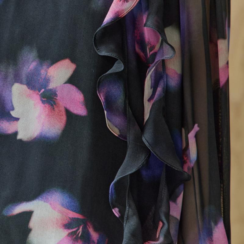 MAXZA High Neck Chiffon Blouse With Flower Corsage Ze05qb013nh